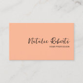 Minimalistisch effen perzikkleur Hand Script Elega Visitekaartje (Voorkant)