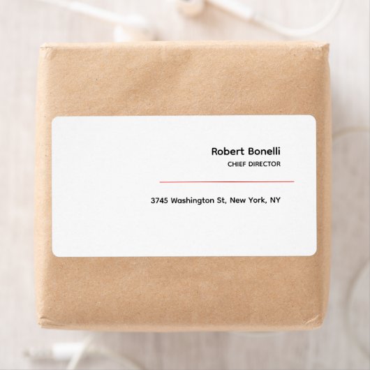 Minimalistisch effen rood zwart wit modern etiket (Insitu)