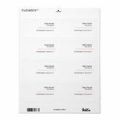 Minimalistisch effen rood zwart wit modern etiket (Full Sheet)