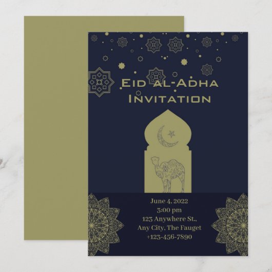 Minimalistisch Eid al-adha Kaart (Voorkant / Achterkant)