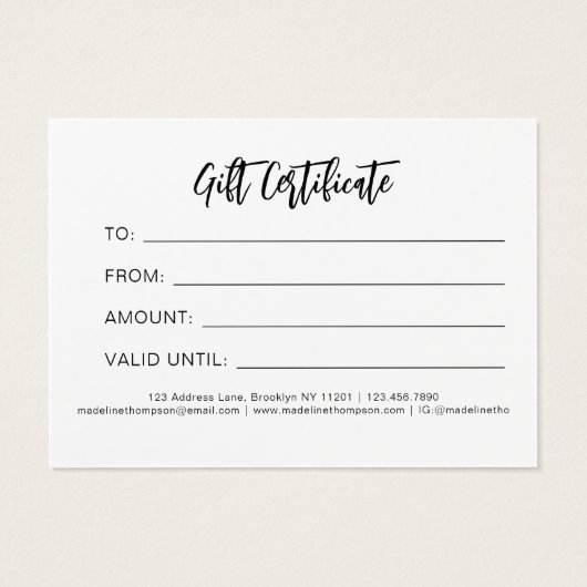 Minimalistisch eigen Logo-cadeaubon Visitekaartje (Achterkant)