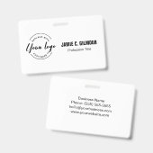 Minimalistisch eigen logo professioneel naamkaartj badge (Voor- en achterkant)
