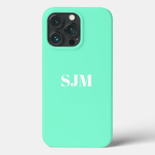 Minimalistisch Eigen monogram initialen aqua wit Case-Mate iPhone Case (Achterkant)
