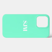 Minimalistisch Eigen monogram initialen aqua wit Case-Mate iPhone Case (Achterkant (horizontaal))