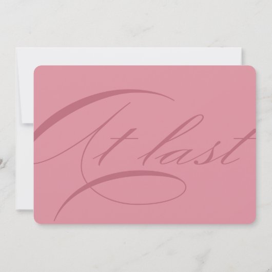 Minimalistisch eindelijk roze kalligrafie bruiloft kaart (Achterkant)