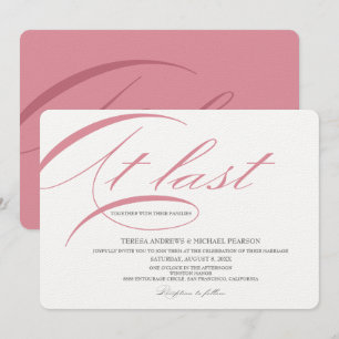 Minimalistisch eindelijk roze kalligrafie bruiloft kaart