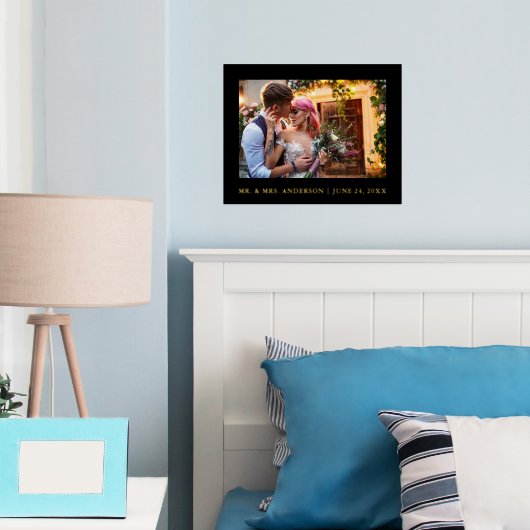 Minimalistisch Elegance Wedding Photo Black and Go Folie Afdrukken (Insitu (Slaapkamer))