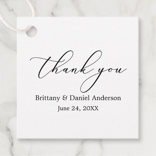 Minimalistisch elegancerende weddenschap bedankjes labels (Voorkant)