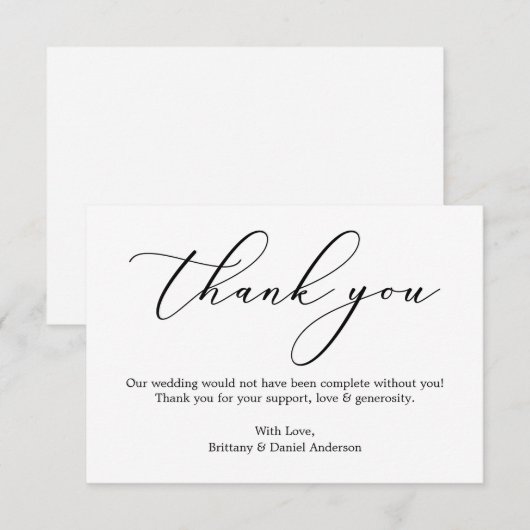 Minimalistisch elegancerende weddenschap bedankkaart (Voorkant / Achterkant)