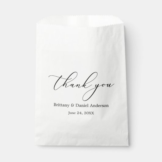 Minimalistisch elegancerende weddenschap bedankzakje (Voorkant)