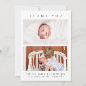 Minimalistisch Elegant 2 foto's Baby shower Bedankkaart (Voorkant)