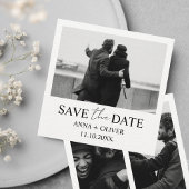 Minimalistisch Elegant 3 foto Modern Zwart & Wit Kaart