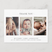 Minimalistisch Elegant 3 foto's dank u Baby Briefkaart (Voorkant)