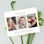 Minimalistisch Elegant 3 foto's dank u Baby Briefkaart
