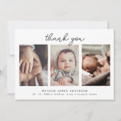 Minimalistisch Elegant 3 foto's dank u Baby shower Bedankkaart (Voorkant)