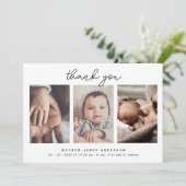 Minimalistisch Elegant 3 foto's dank u Baby shower Bedankkaart (Staand voorkant)