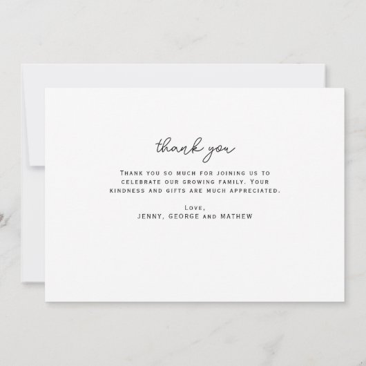 Minimalistisch Elegant 3 foto's dank u Baby shower Bedankkaart (Achterkant)