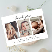 Minimalistisch Elegant 3 foto's dank u Baby shower Bedankkaart