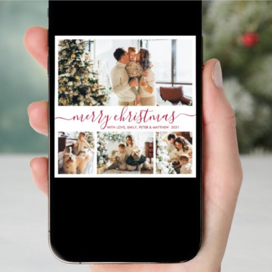 Minimalistisch Elegant 4-fotocollage kerstmis Feestdagenkaart