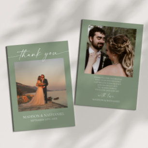 Minimalistisch Elegant Afbeelding Sage Green Weddi Bedankkaart