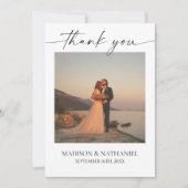 Minimalistisch Elegant Afbeelding Wit Zwart Trouwe Bedankkaart (Voorkant)