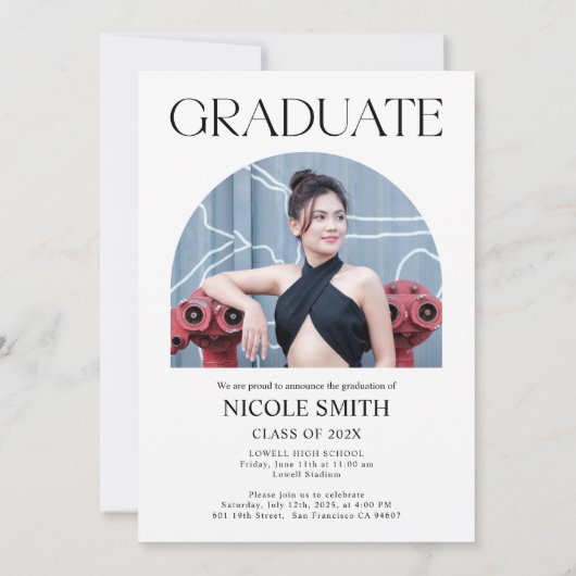 Minimalistisch Elegant Afstuderen Uitnodiging (Achterkant)