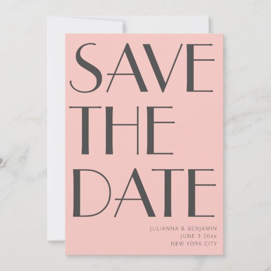 Minimalistisch elegant art Deco Foto roze grijs Save The Date (Voorkant)