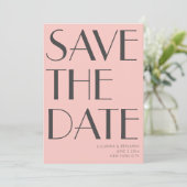 Minimalistisch elegant art Deco Foto roze grijs Save The Date (Staand voorkant)