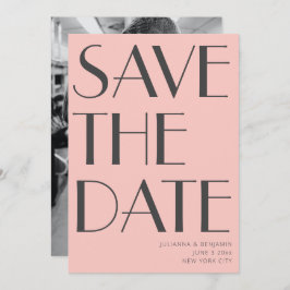 Minimalistisch elegant art Deco Foto roze grijs Save The Date