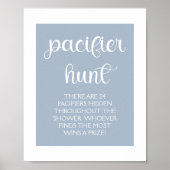 Minimalistisch Elegant Baby shower Blauwe Fopspeen Poster (Voorkant)