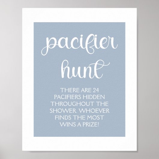 Minimalistisch Elegant Baby shower Blauwe Fopspeen Poster (Voorkant)