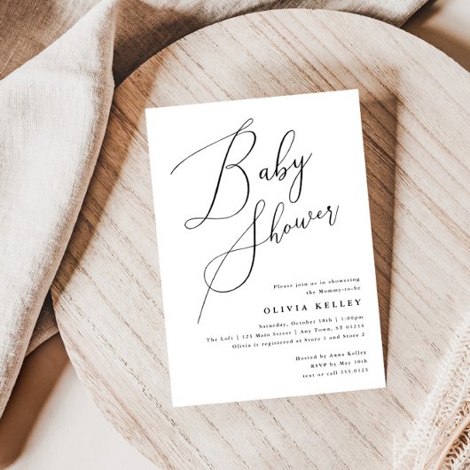 Minimalistisch elegant Baby shower zwart-wit Kaart
