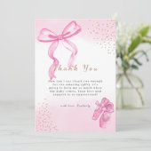 Minimalistisch Elegant Ballerina Shoes Bow Baby sh Bedankkaart (Staand voorkant)