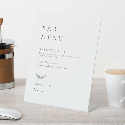 Minimalistisch Elegant Bar Menu Trouwbord Reclamebord Met Voetstuk (Insitu)