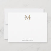 Minimalistisch Elegant Basic zwart-gouden monogram Notitiekaartje (Voorkant)