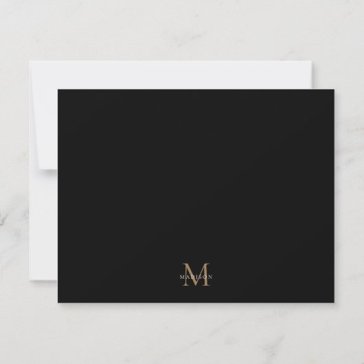 Minimalistisch Elegant Basic zwart-gouden monogram Notitiekaartje (Achterkant)