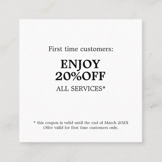 Minimalistisch Elegant Beauty Salon Coupon (Voorkant)