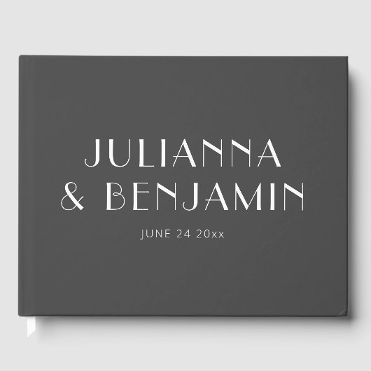Minimalistisch Elegant Black and White Wedding Gastenboek (Voorkant)