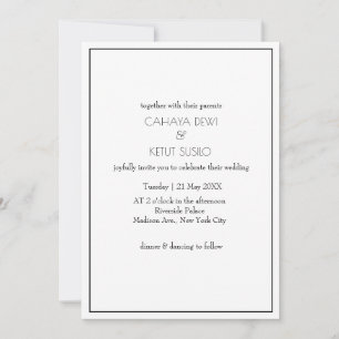 Minimalistisch Elegant Black and White Wedding Kaart