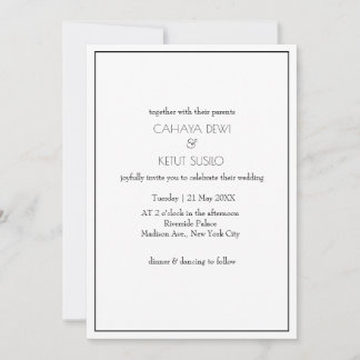 Minimalistisch Elegant Black and White Wedding Kaart