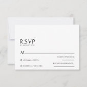 Minimalistisch Elegant Black and White Wedding RSVP Kaartje (Voorkant)