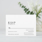 Minimalistisch Elegant Black and White Wedding RSVP Kaartje (Staand voorkant)