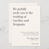 Minimalistisch Elegant Black en White Modern Weddi Kaart (Voorkant / Achterkant)