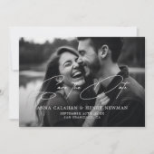 Minimalistisch Elegant Black en White Photo Weddin Save The Date (Voorkant)