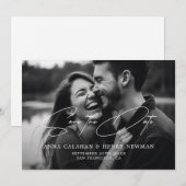 Minimalistisch Elegant Black en White Photo Weddin Save The Date (Voorkant / Achterkant)