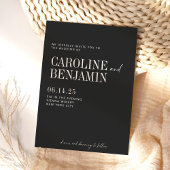 Minimalistisch Elegant Black en White Script Weddi Kaart