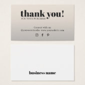 Minimalistisch elegant Black Faux Silver Hartelijk Visitekaartje (Voorkant /achterkant)