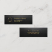 Minimalistisch Elegant Black Gold Chef Pet Caterin Mini Visitekaartje (Voorkant / Achterkant)