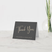 Minimalistisch Elegant Black Script Wedding Folded Bedankkaart (Voorkant)