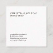 Minimalistisch Elegant Black White Attorney Vierkante Visitekaartje (Voorkant)